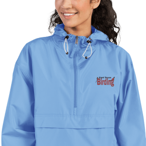 embroidered champion packable jacket light blue zoomed in 61bf31bed2c5d
